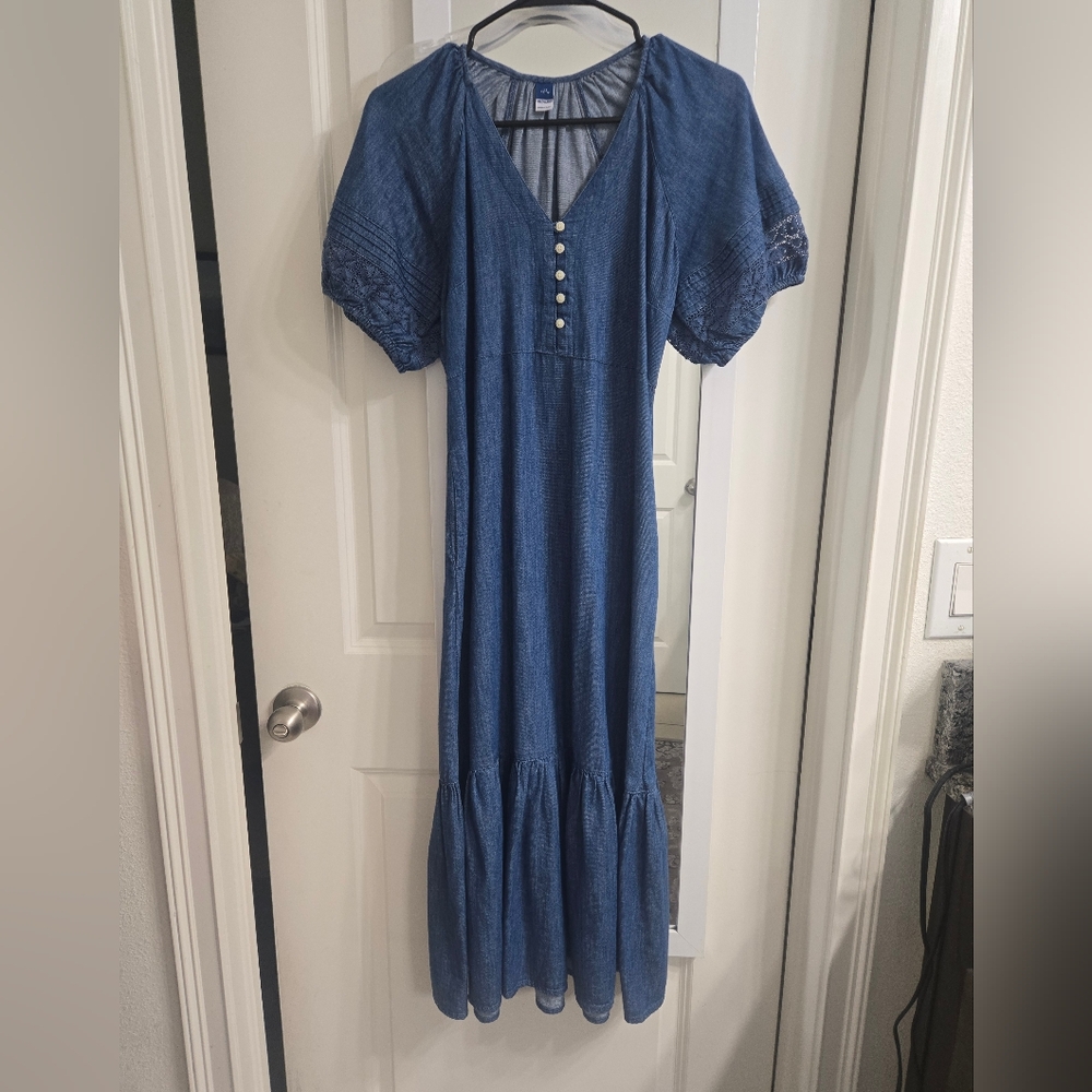 Blue Button-Down Maxi Dress